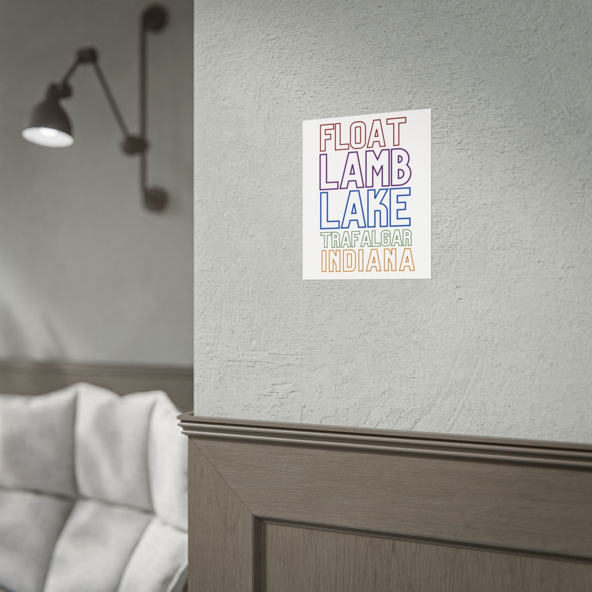Rolled Poster — Float Lamb Lake Trafalgar Indiana Minimal Typography Art