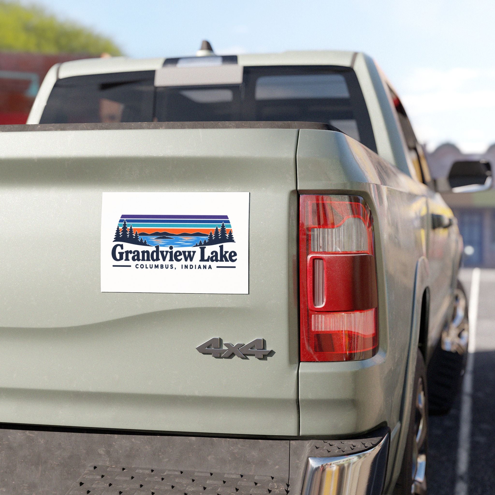 Grandview Lake Car Magnet — Columbus, Indiana Retro Lake Design