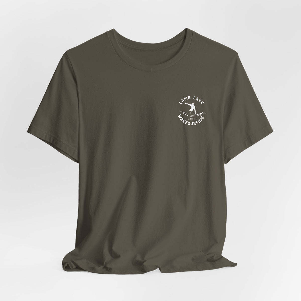 Wakesurf Pocket & Back Print Lamb Lake Minimalist Tee —  Short Sleeve Shirt