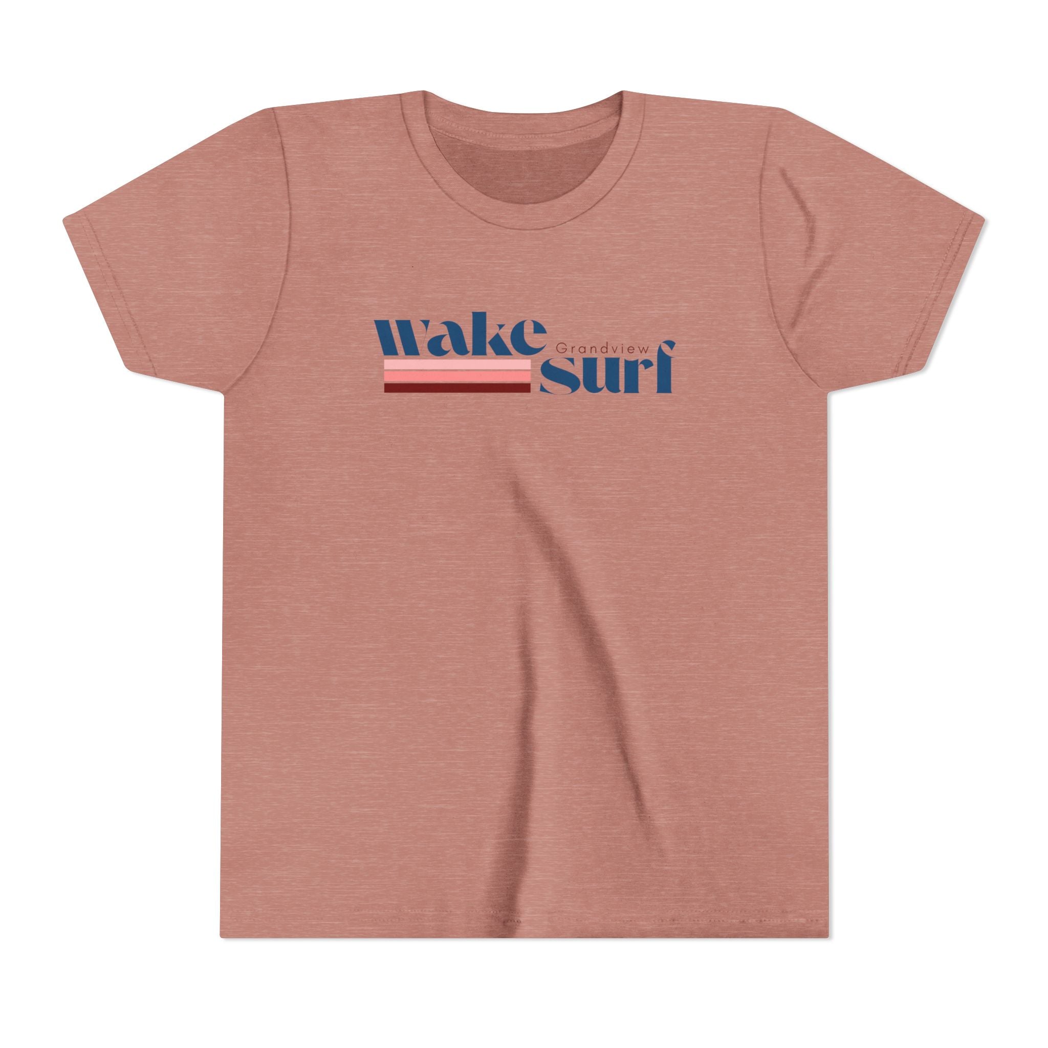 Youth Tee - "Wake Surf Grandview" Retro Striped Kids Surf T‑Shirt