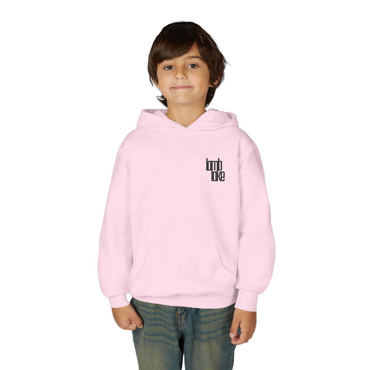 Youth Hoodie — Minimal 'lamb lake' Chest Logo Streetwear