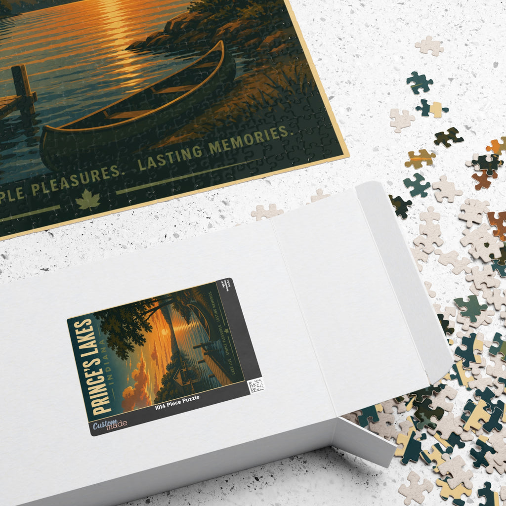 Prince's Lakes Indiana Vintage Sunset Puzzle — Lake Life Retro Jigsaw (1014 pcs)