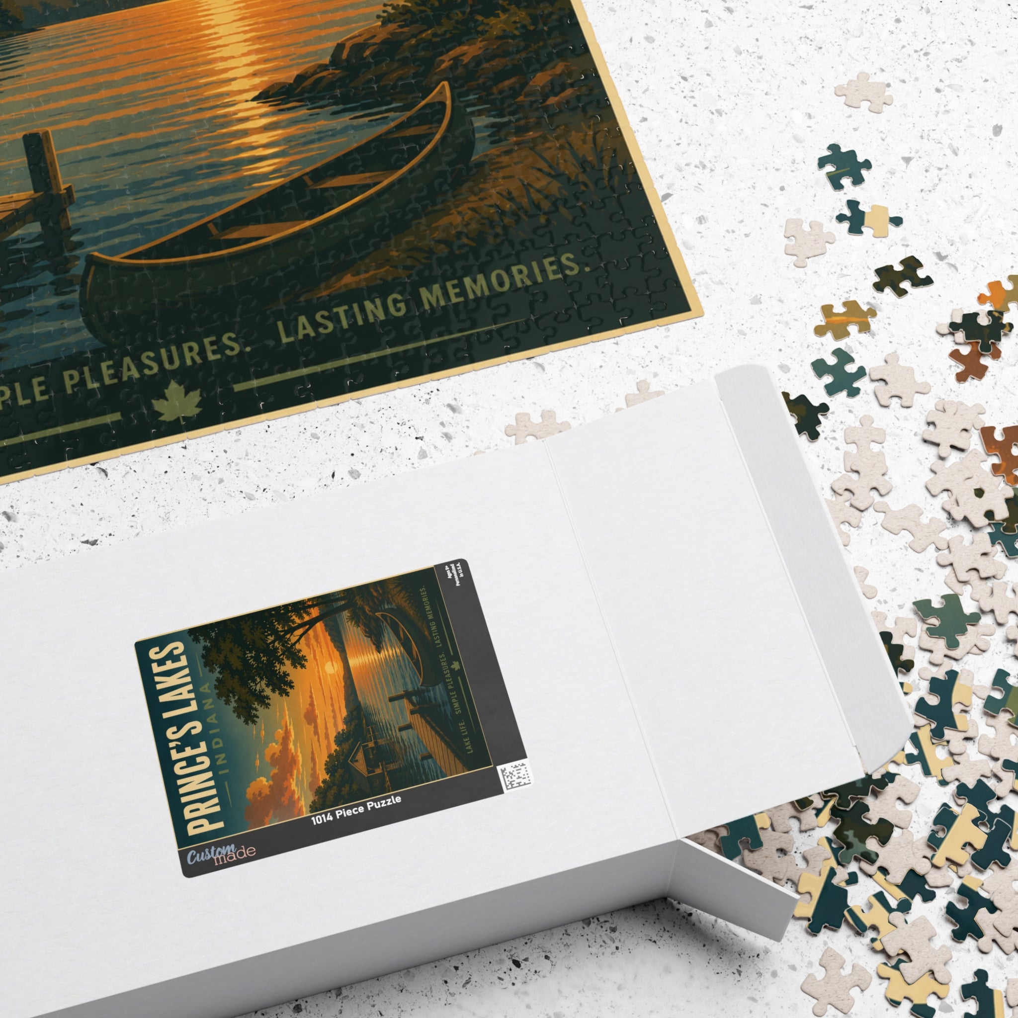 Prince's Lakes Indiana Vintage Sunset Puzzle — Lake Life Retro Jigsaw (1014 pcs)