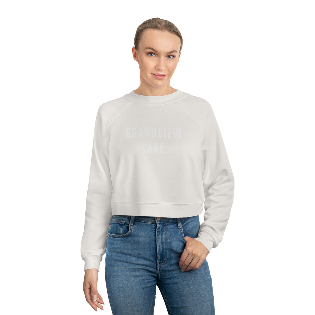 Grandview Lake Cropped Pullover — Minimal White Fleece for Women