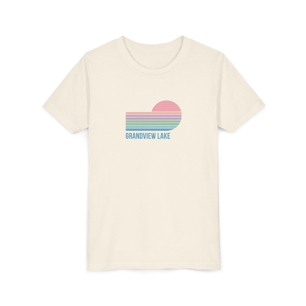 Youth Tee — 'Grandview Lake' Pastel Retro Sunset Kids T-Shirt
