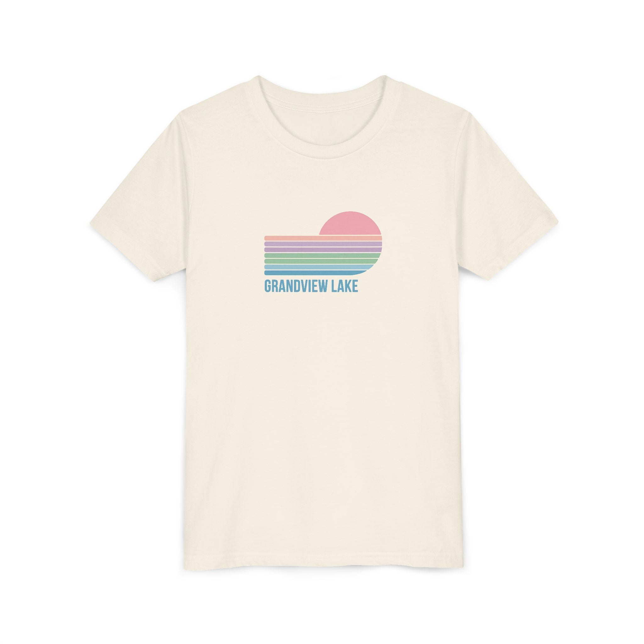 Youth Tee — 'Grandview Lake' Pastel Retro Sunset Kids T-Shirt