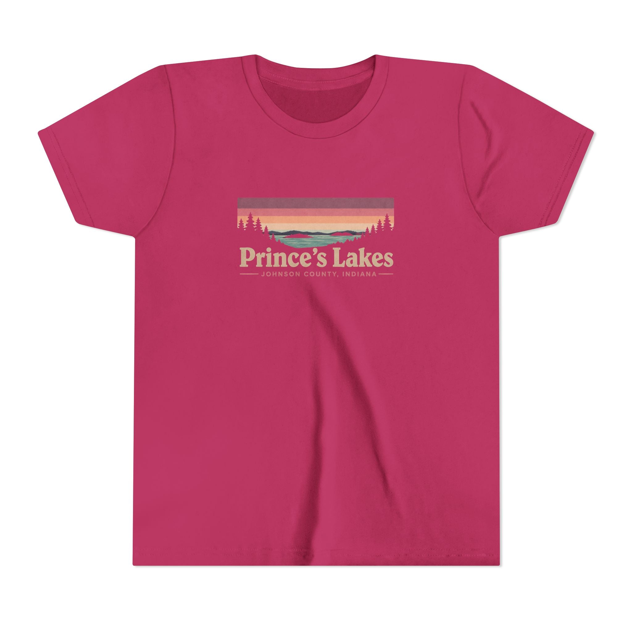 Youth Tee — Prince's Lakes Retro Sunset Graphic