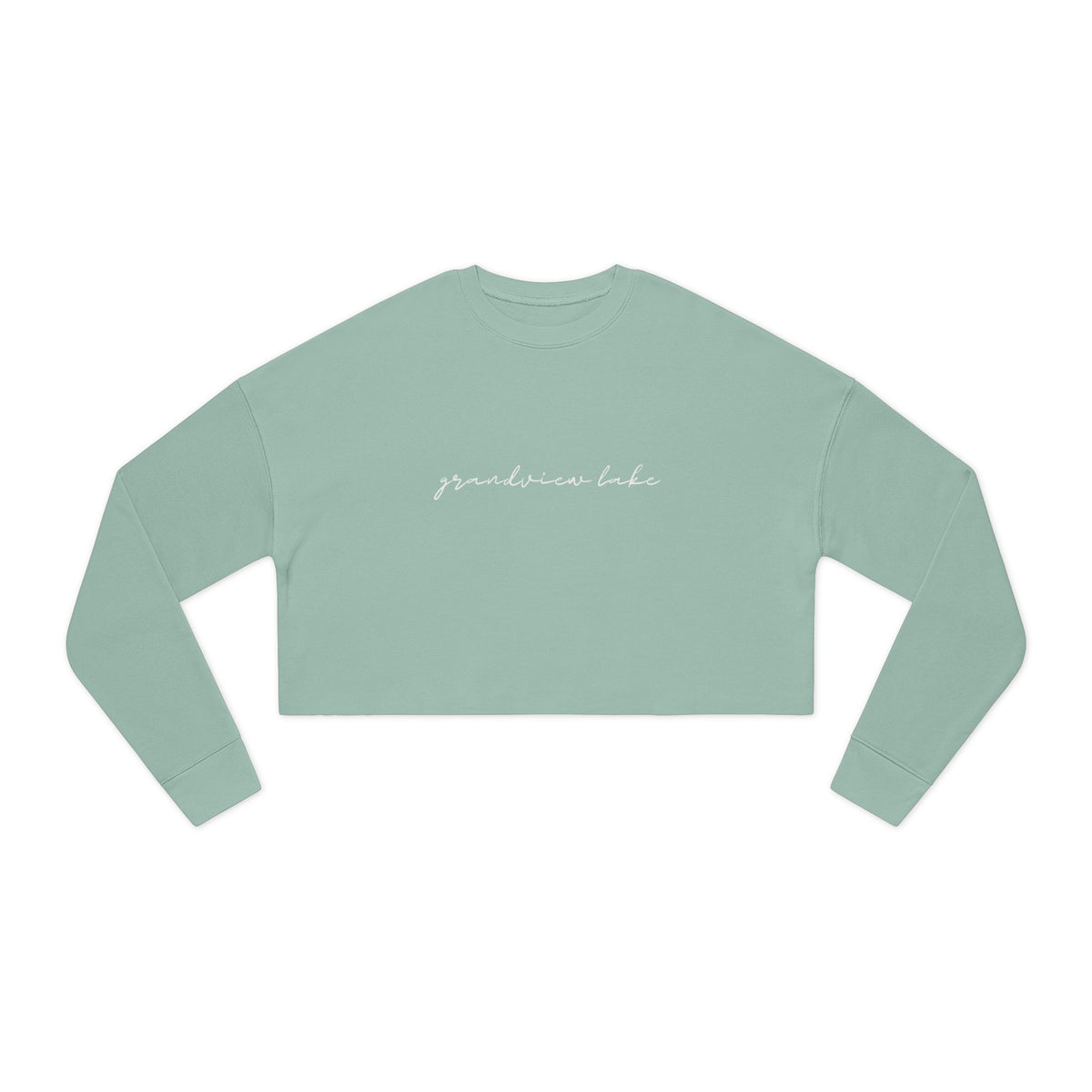 Cropped Hem Sweatshirt — 'grandview lake' Script Logo, Cozy Casual Pullover