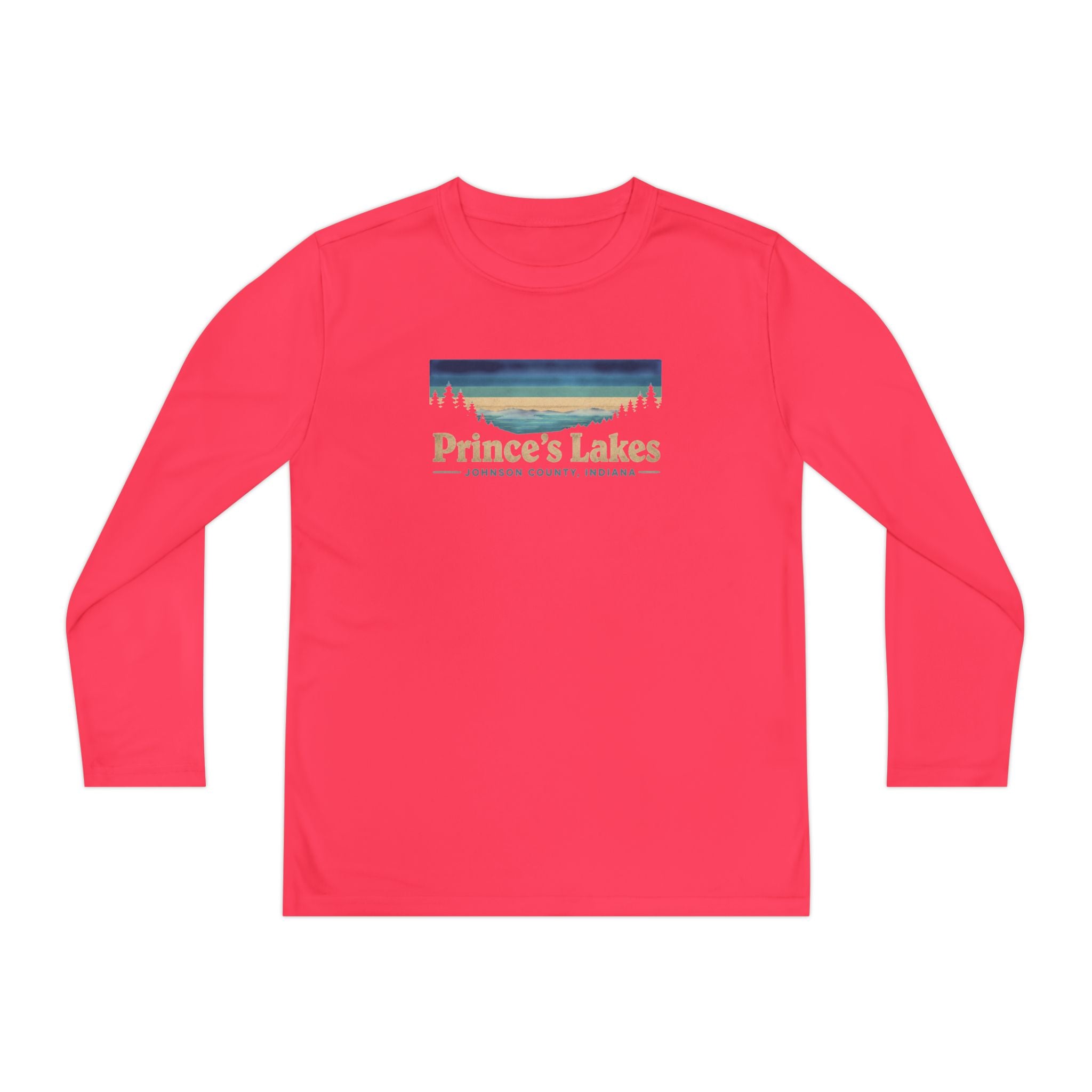 Prince's Lakes Youth Long Sleeve Tee — Retro Lakeside Nature Design