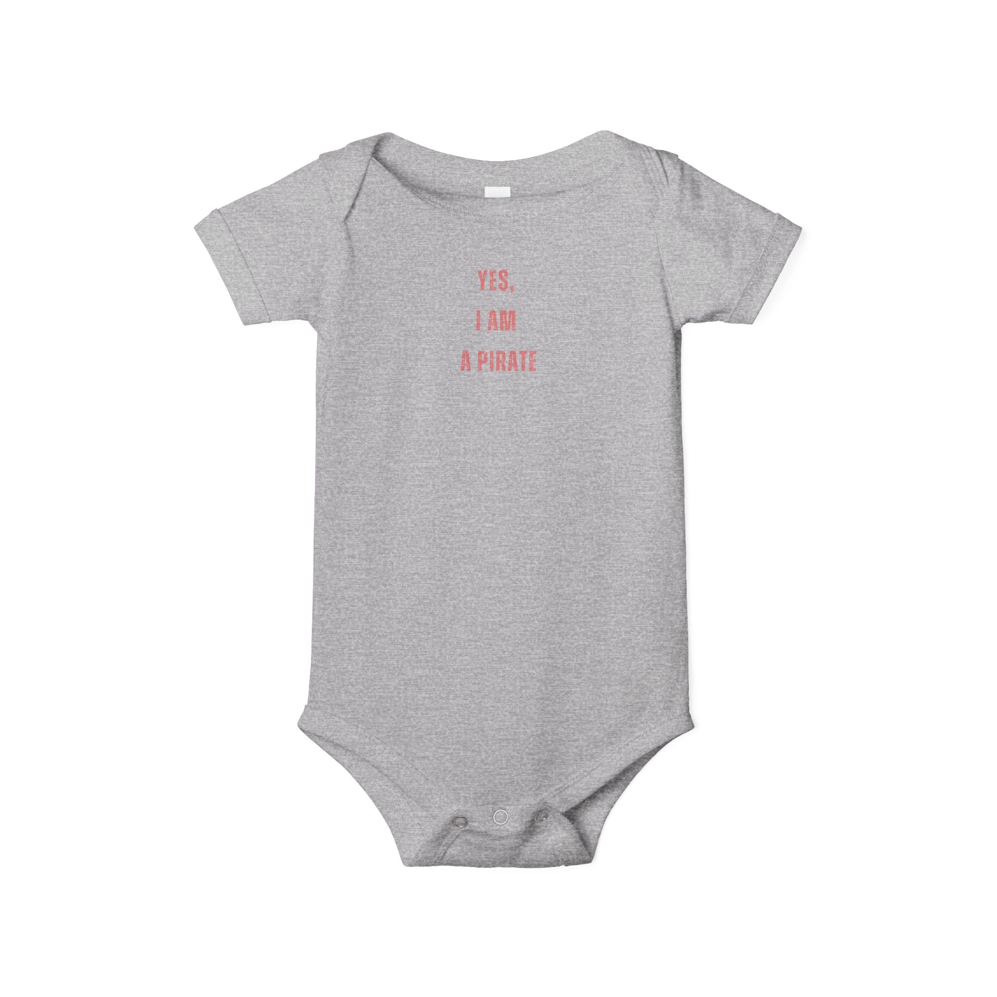 Infant One-Piece Bodysuit — "Yes, I Am a Pirate" Minimal Pink Text Baby Onesie