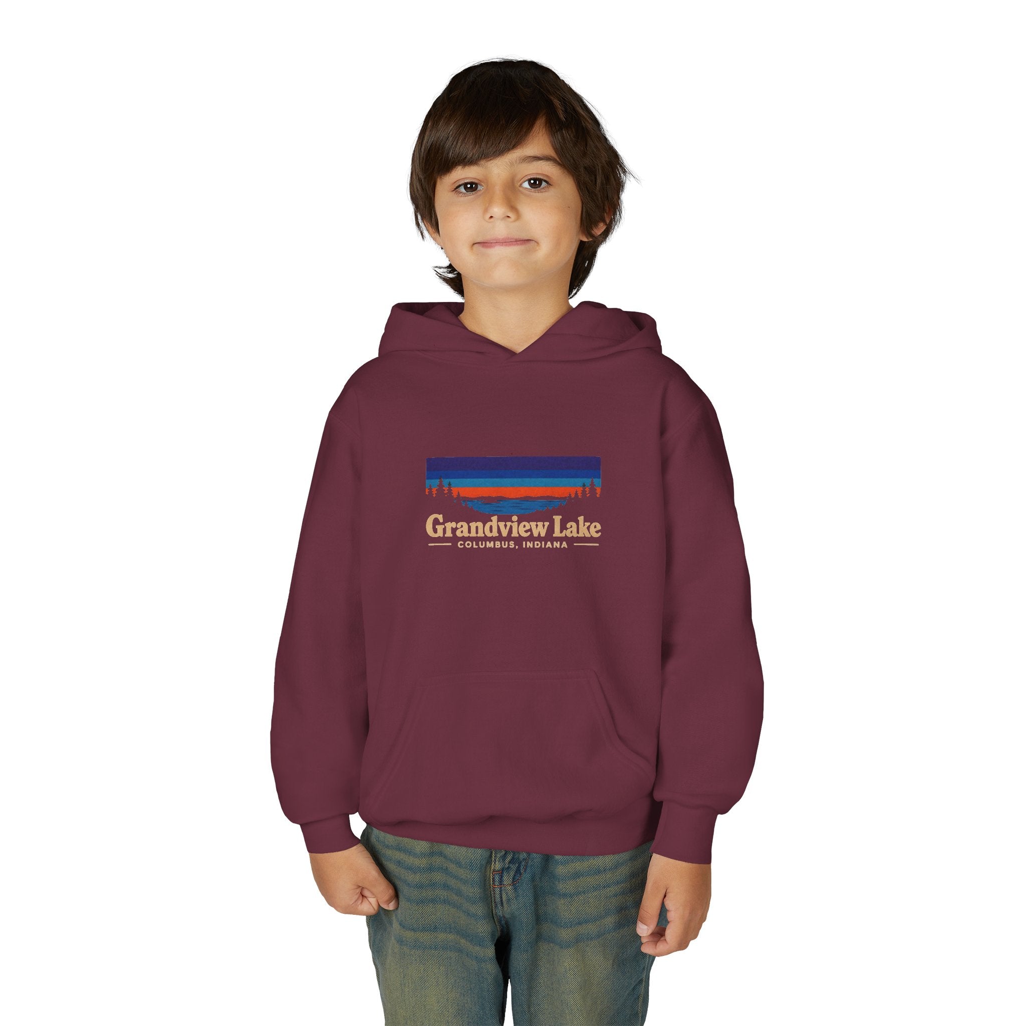 Youth Hoodie - Grandview Lake Sunset Logo