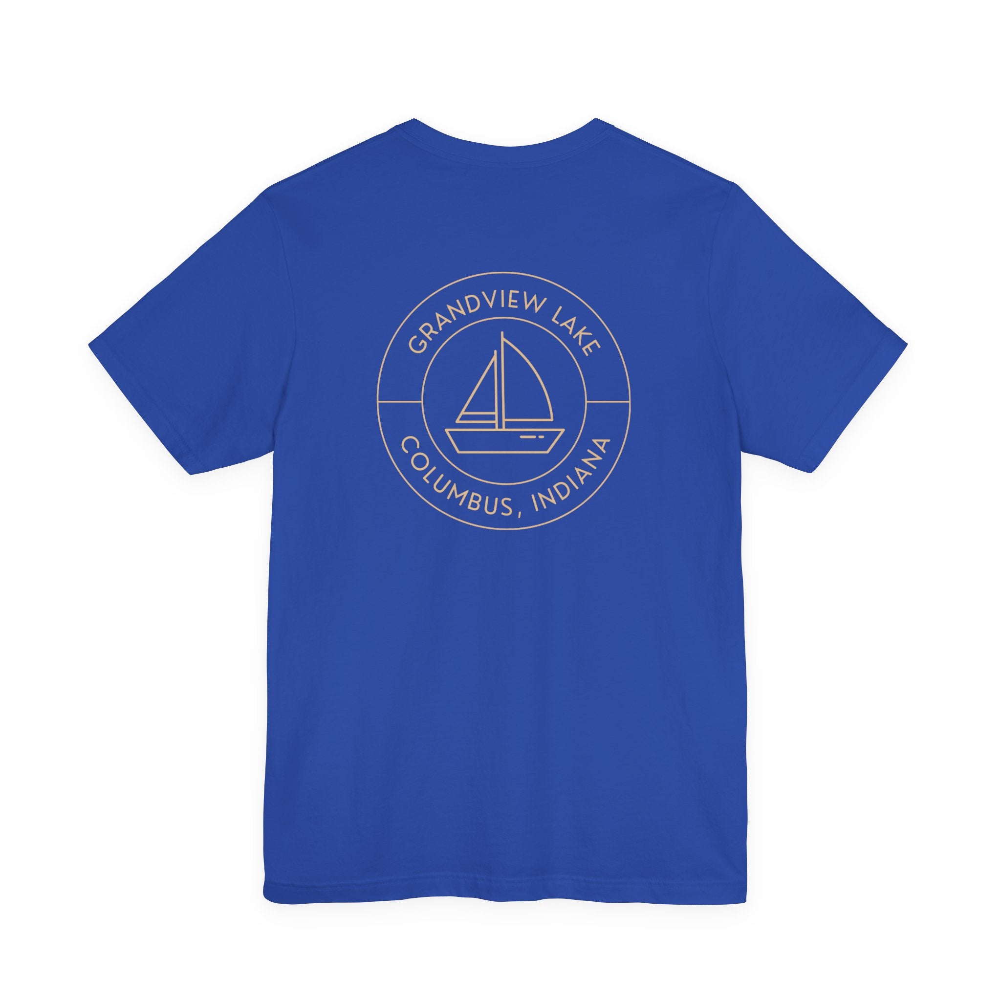 Sailboat Pocket & Back Print Grandview Lake Minimalist Tee —  Short Sleeve Shirt