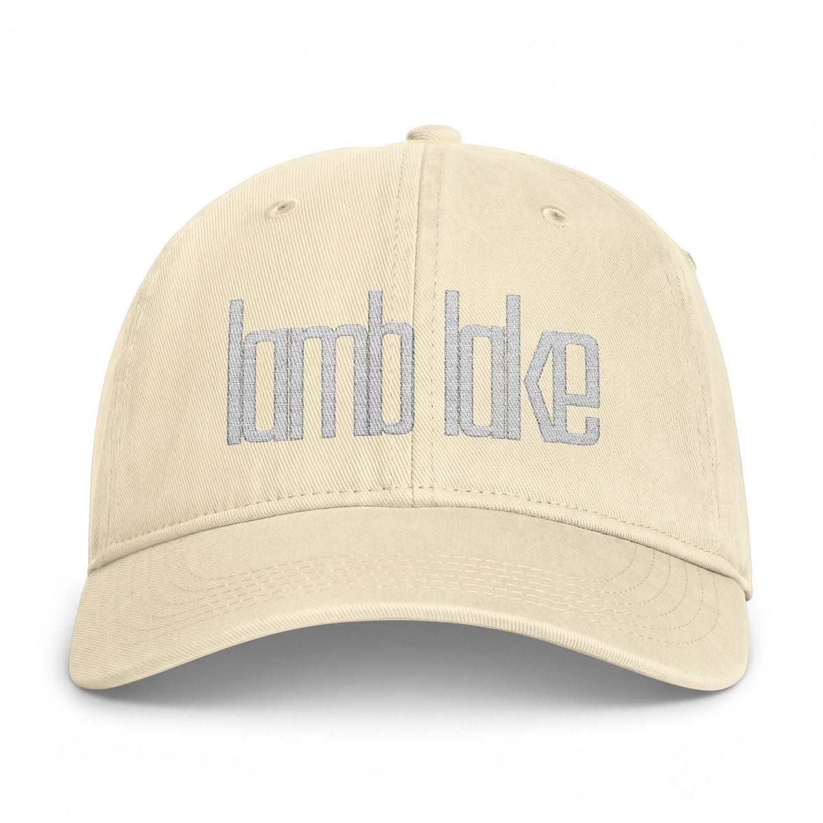 Distressed 'lake lake' Embroidered Washed Cap