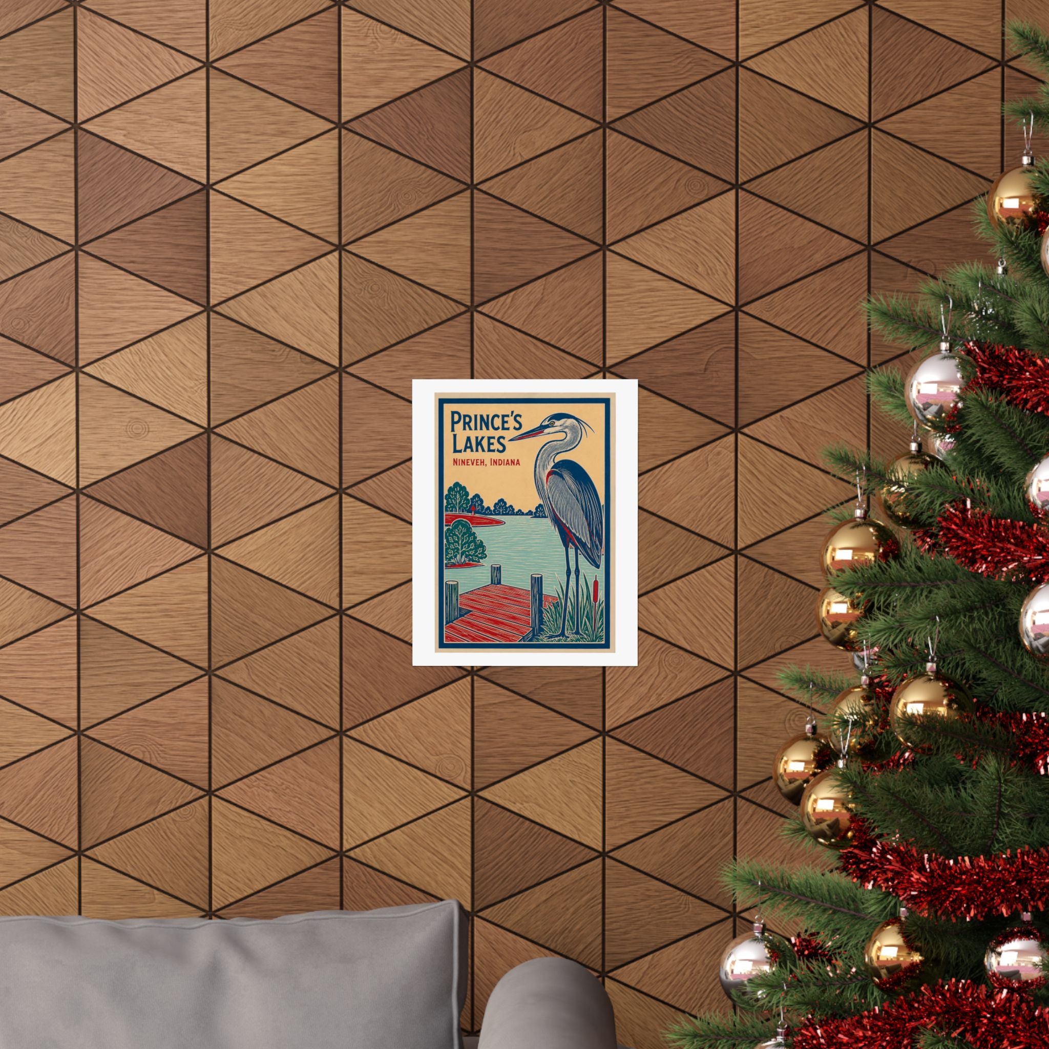 Prince's Lakes Great Blue Heron Poster — Matte Vertical Wall Art (Nineveh, Indiana)