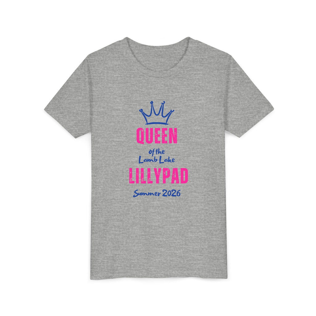 Youth Tee — "Queen of the Lillypad" Lamb Lake Crown Graphic Kids Shirt
