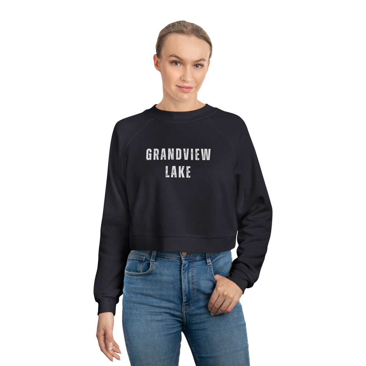 Grandview Lake Cropped Pullover — Minimal White Fleece for Women