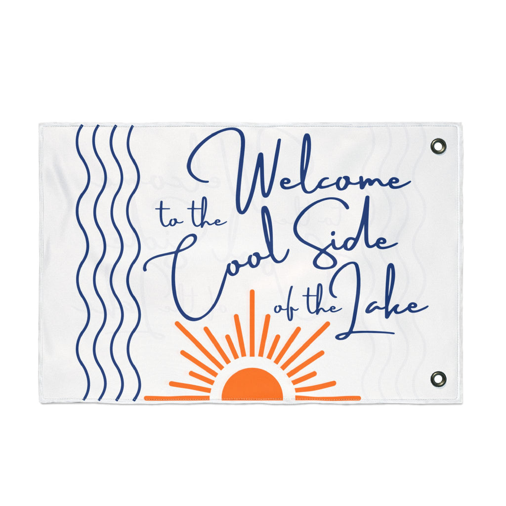 Lake House Flag - "Welcome to the Cool Side of the Lake" Double-Sided Outdoor Banner