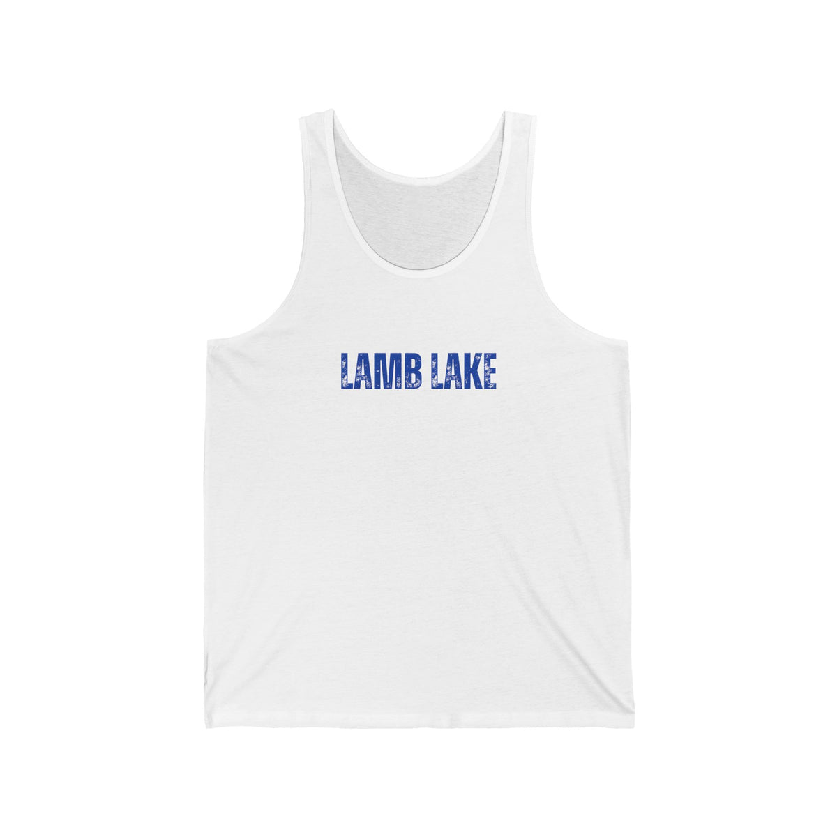 Lamb Lake Tank Top — Retro Collegiate Text