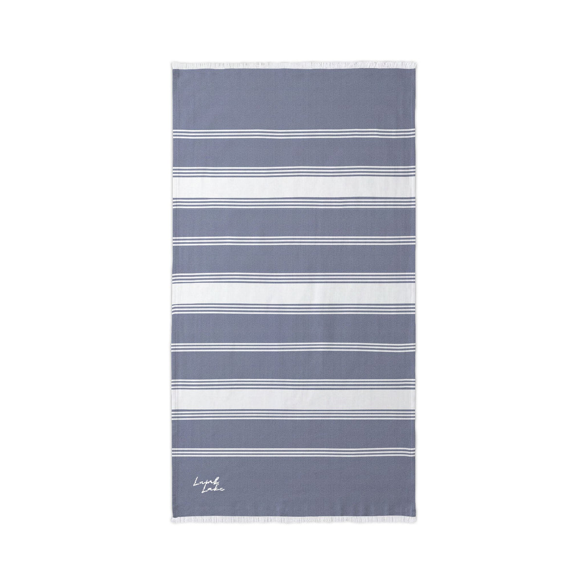 Lamb Lake Striped Embroidered Beach Throw — Lightweight Turkish Towel for Lake, Travel & Summer