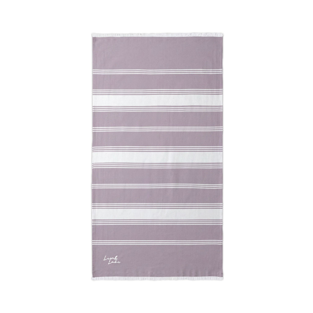 Lamb Lake Striped Embroidered Beach Throw — Lightweight Turkish Towel for Lake, Travel & Summer