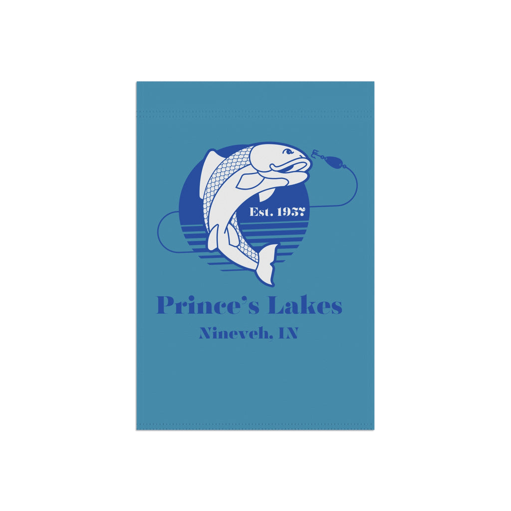 Fishing Garden Flag — "Prince's Lakes, Nineveh, IN" Established 1932 House Banner