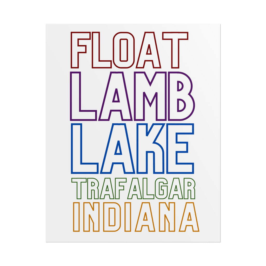 Rolled Poster — Float Lamb Lake Trafalgar Indiana Minimal Typography Art