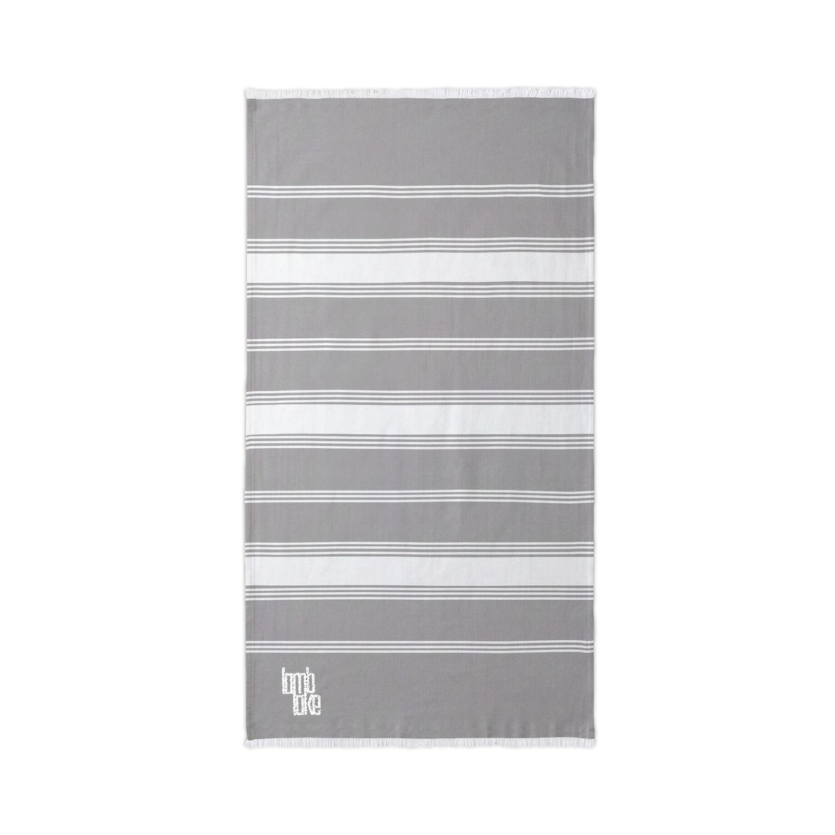 Lamb Lake Striped Embroidered Beach Throw Towel — Lightweight Turkish Fringe Beach Towel