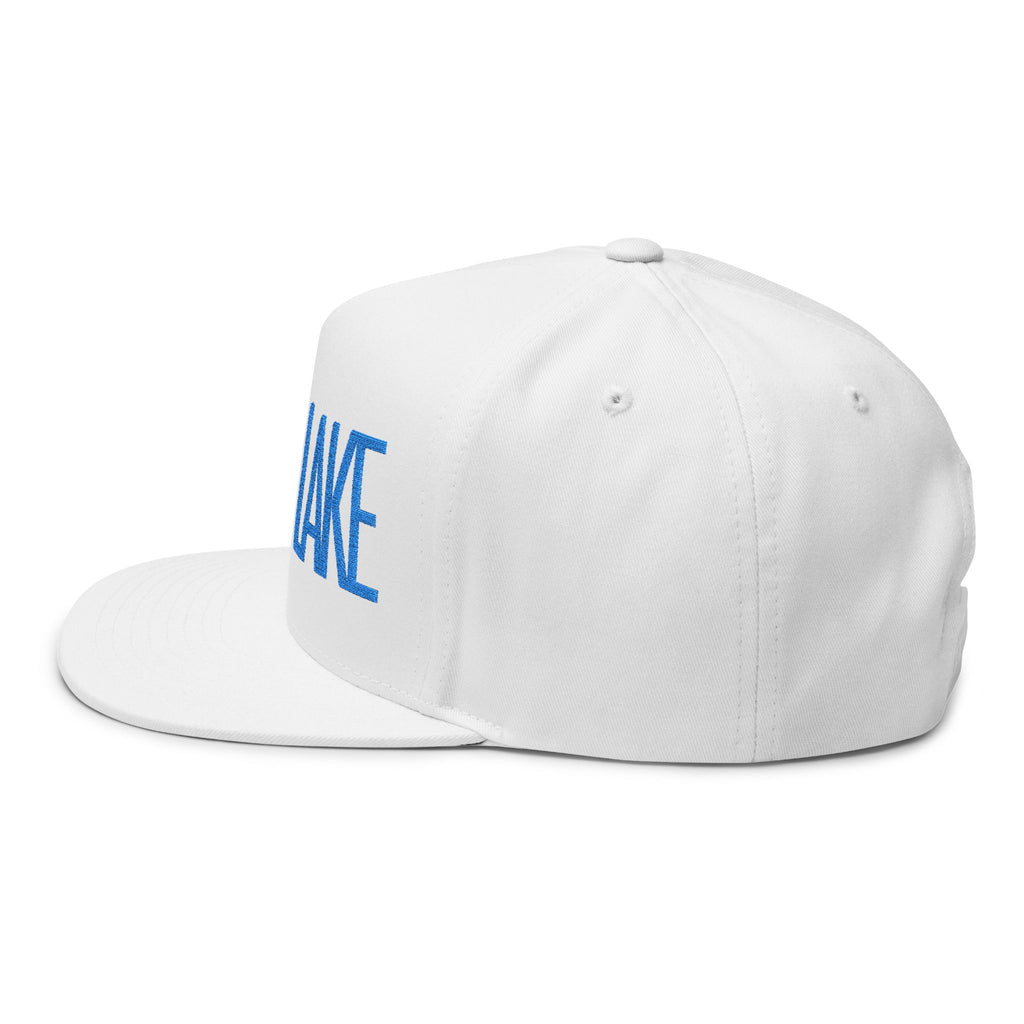 Flat Bill Cap — Minimal Embroidered "LAMB LAKE" Logo Snapback