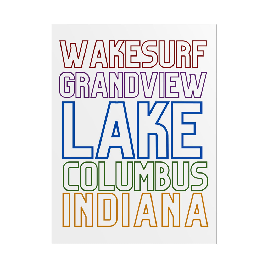 Lake Columbus Indiana Wakesurf Poster — Grandview Typography Rolled Poster