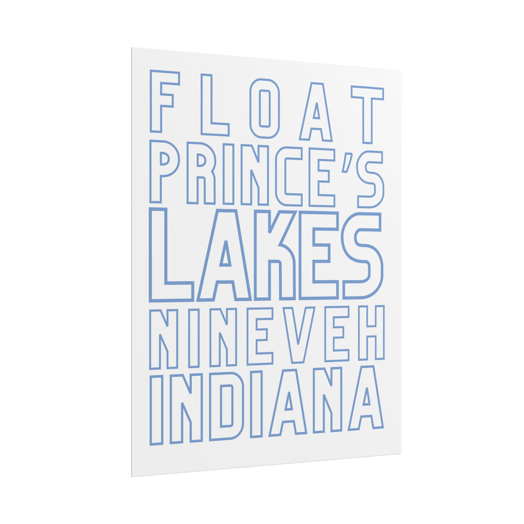 Rolled Poster — Float Prince's Lakes Nineveh Indiana Minimal Typography Travel Art