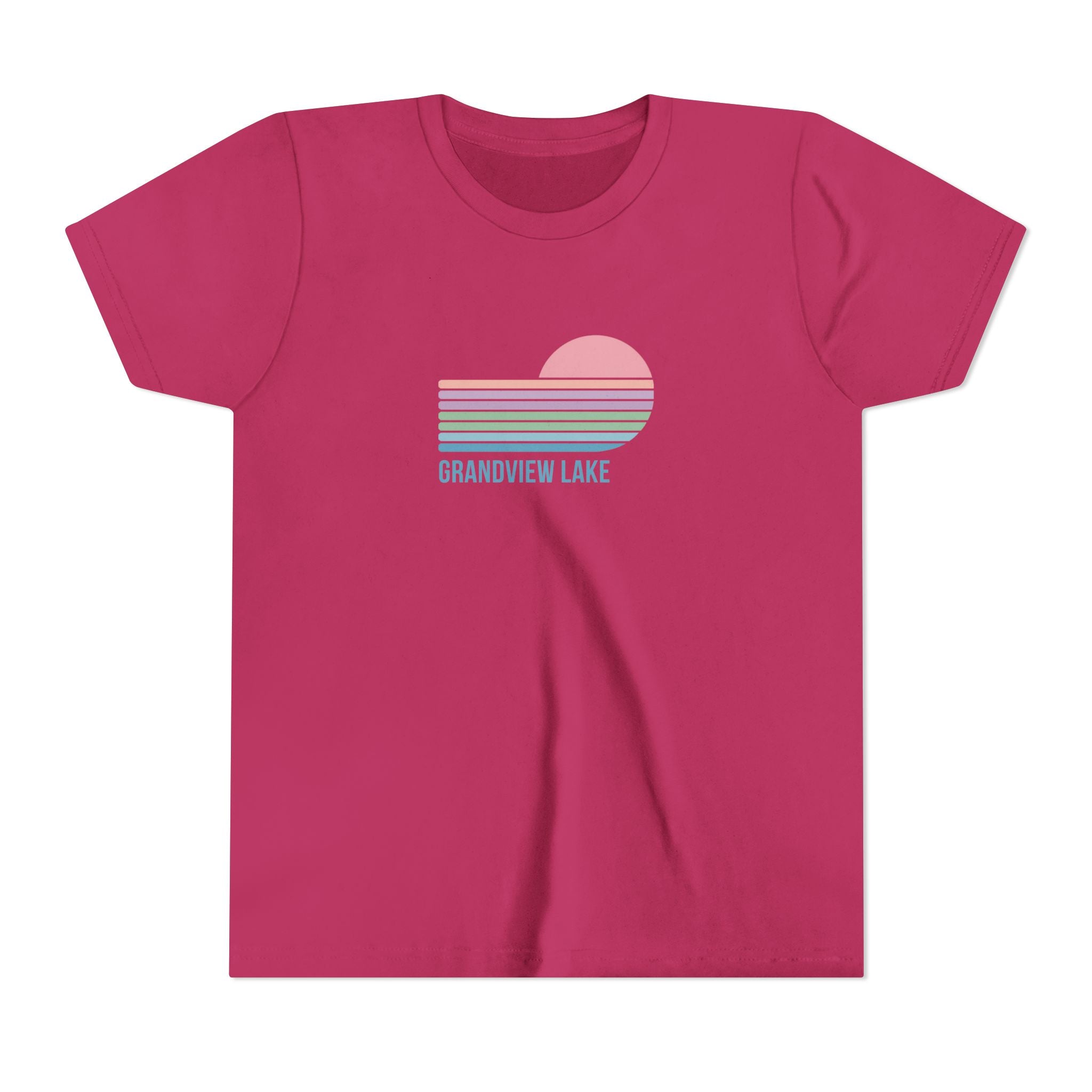 Youth Tee — 'Grandview Lake' Pastel Retro Sunset Kids T-Shirt
