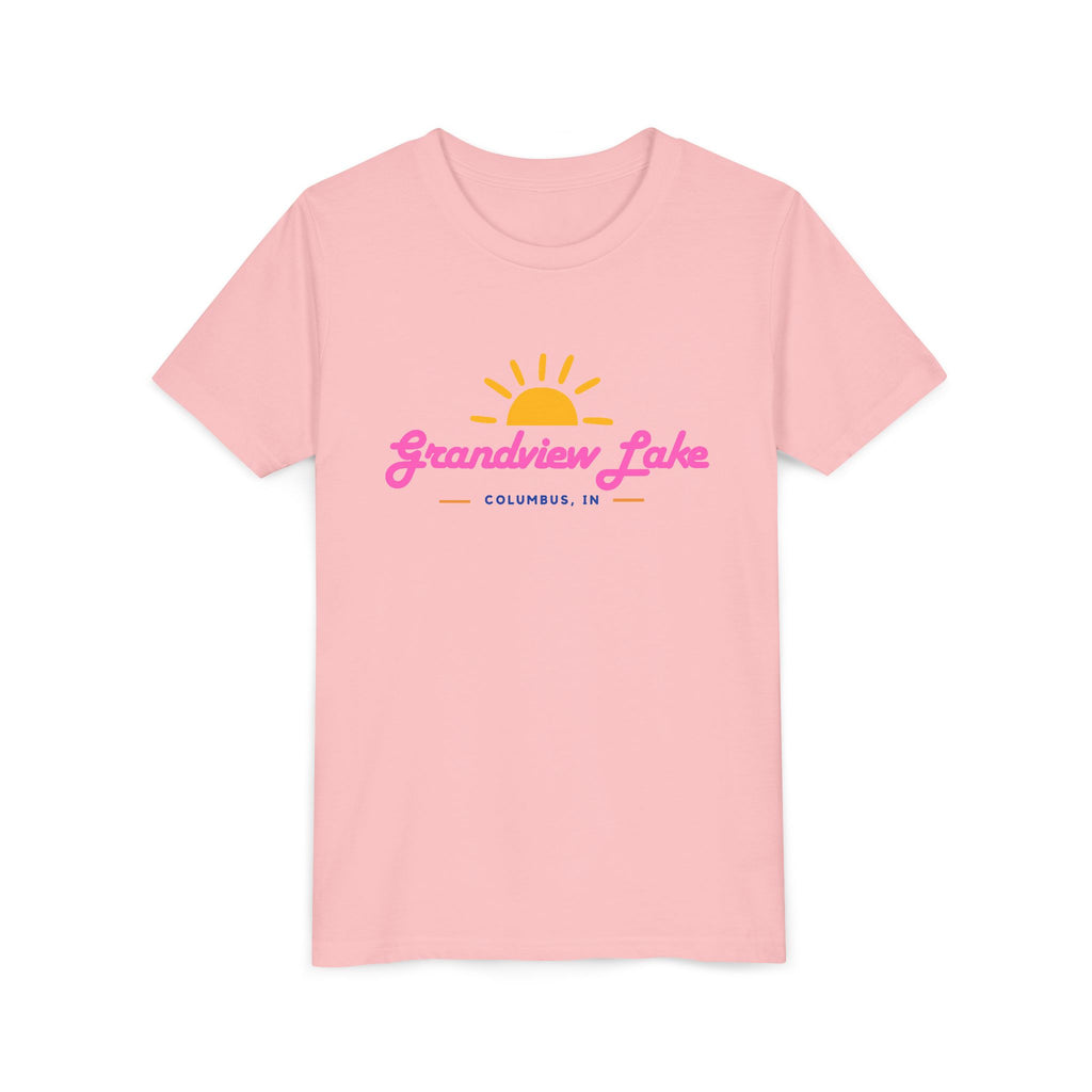 Youth Tee — Grandview Lake Retro Sunset Kids Shirt (Columbus, IN)