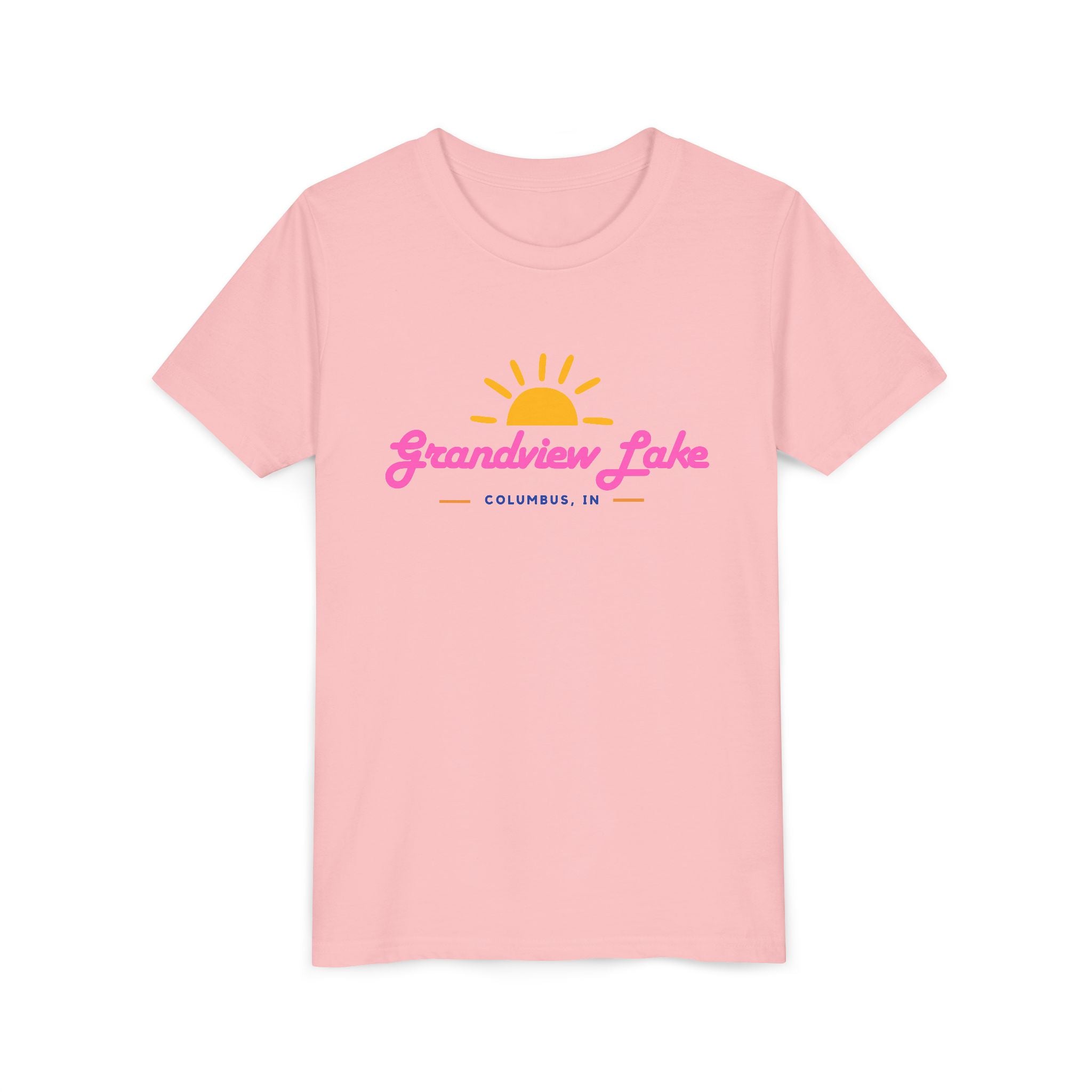 Youth Tee — Grandview Lake Retro Sunset Kids Shirt (Columbus, IN)