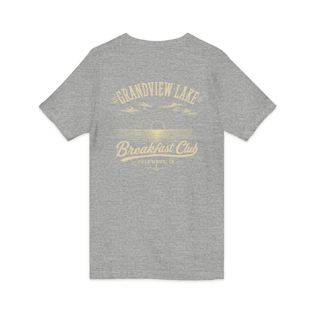Good Food Good Company Good Morning V-Neck Tee — Retro Grandview Lake Breakfast Club Graphic Shirt