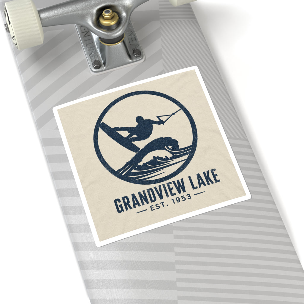Grandview Lake Wakeboard/Wakesurf Sticker — Square Vintage Watersports Decal