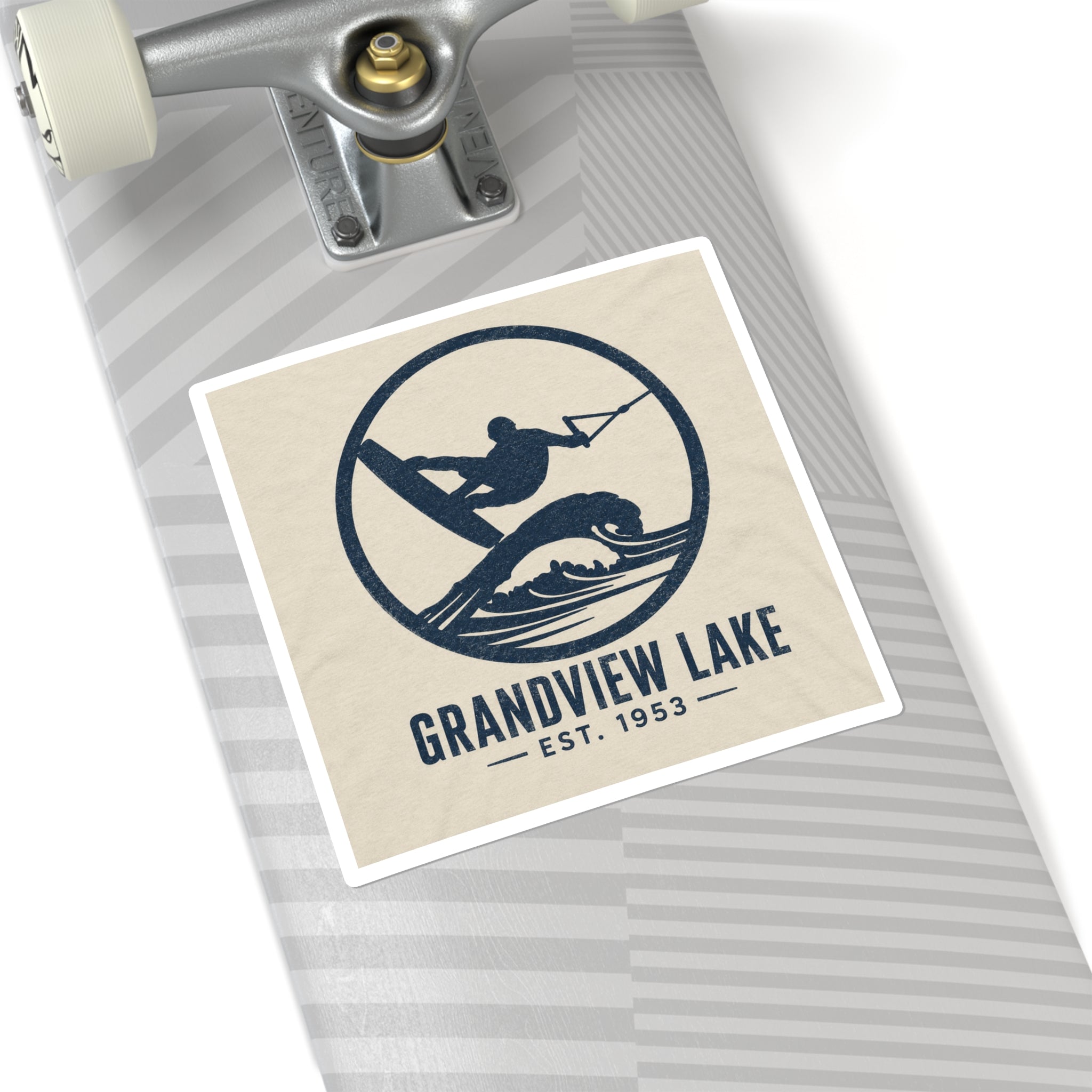 Grandview Lake Wakeboard/Wakesurf Sticker — Square Vintage Watersports Decal
