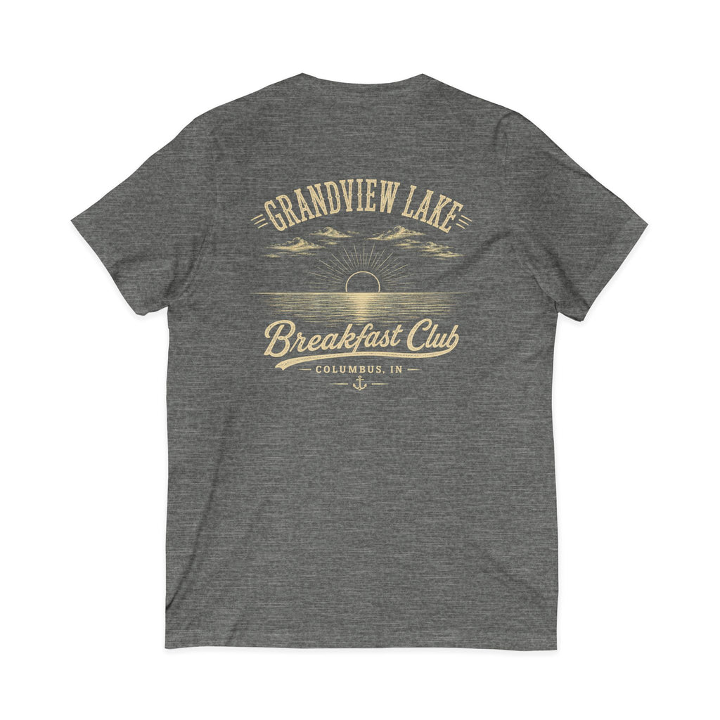 Good Food Good Company Good Morning V-Neck Tee — Retro Grandview Lake Breakfast Club Graphic Shirt
