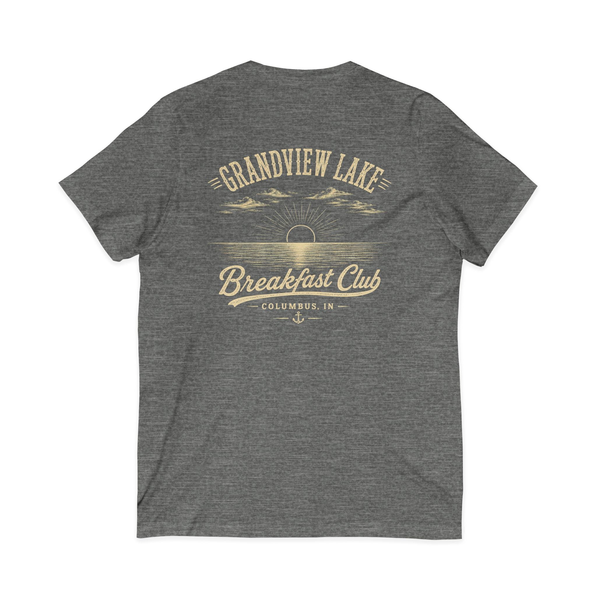 Good Food Good Company Good Morning V-Neck Tee — Retro Grandview Lake Breakfast Club Graphic Shirt