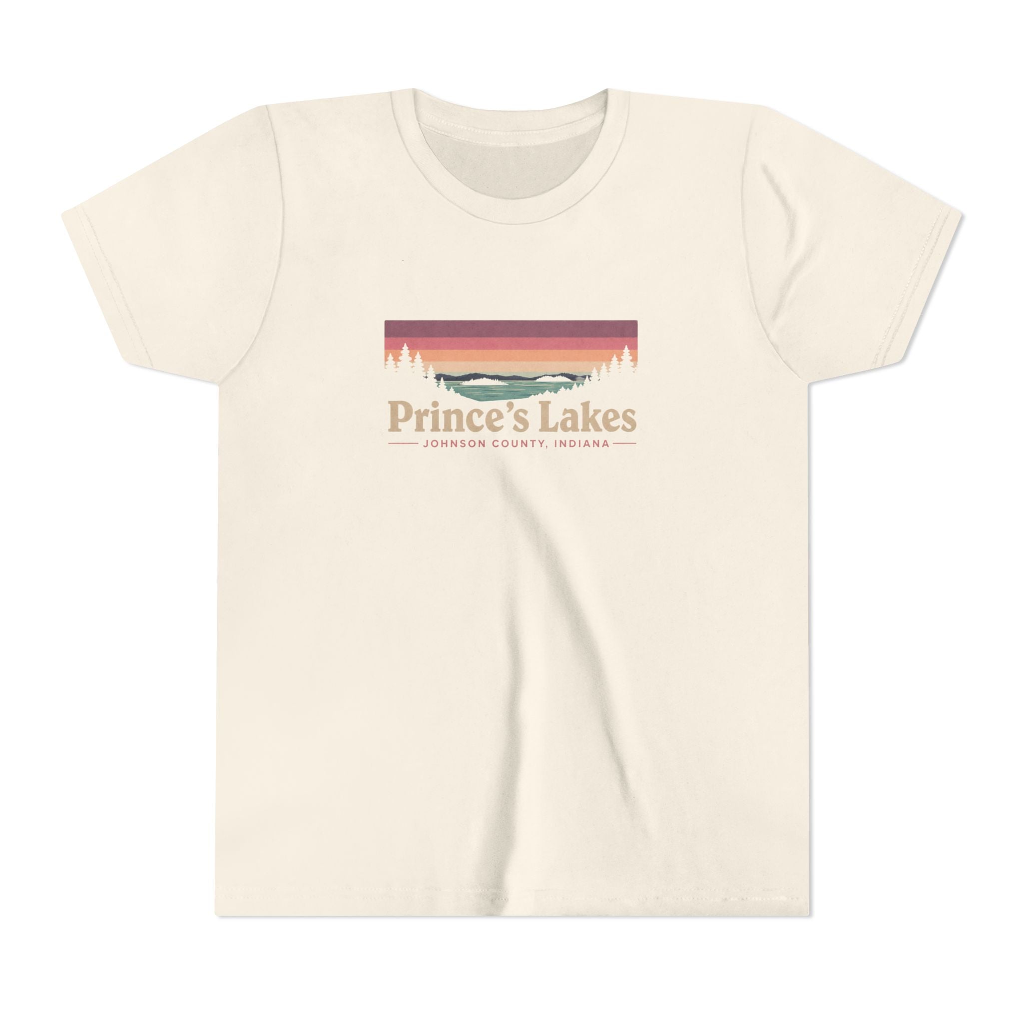 Youth Tee — Prince's Lakes Retro Sunset Graphic