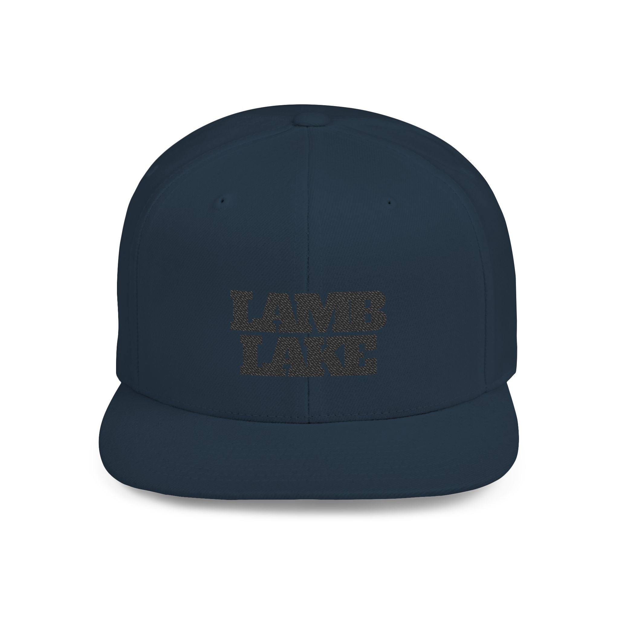 Lamb Lake Flat Bill Snapback Hat — Retro Embroidered Lake Cap