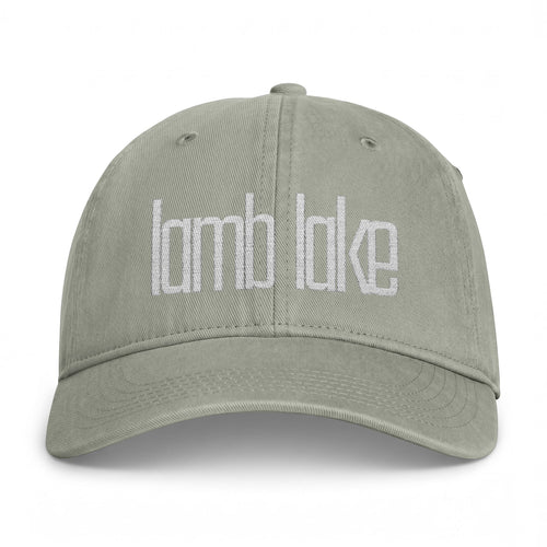 Distressed 'lake lake' Embroidered Washed Cap