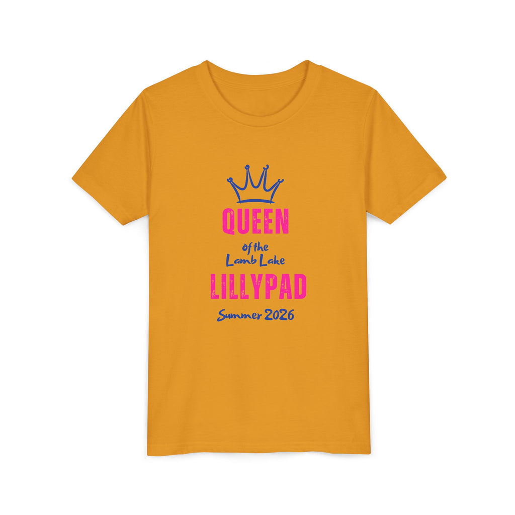 Youth Tee — "Queen of the Lillypad" Lamb Lake Crown Graphic Kids Shirt