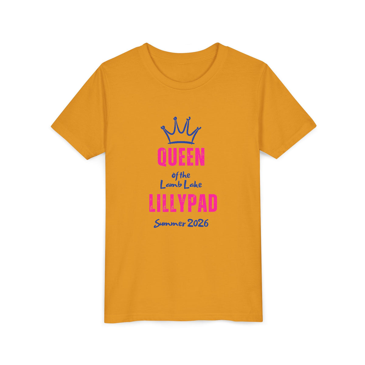 Youth Tee — "Queen of the Lillypad" Lamb Lake Crown Graphic Kids Shirt