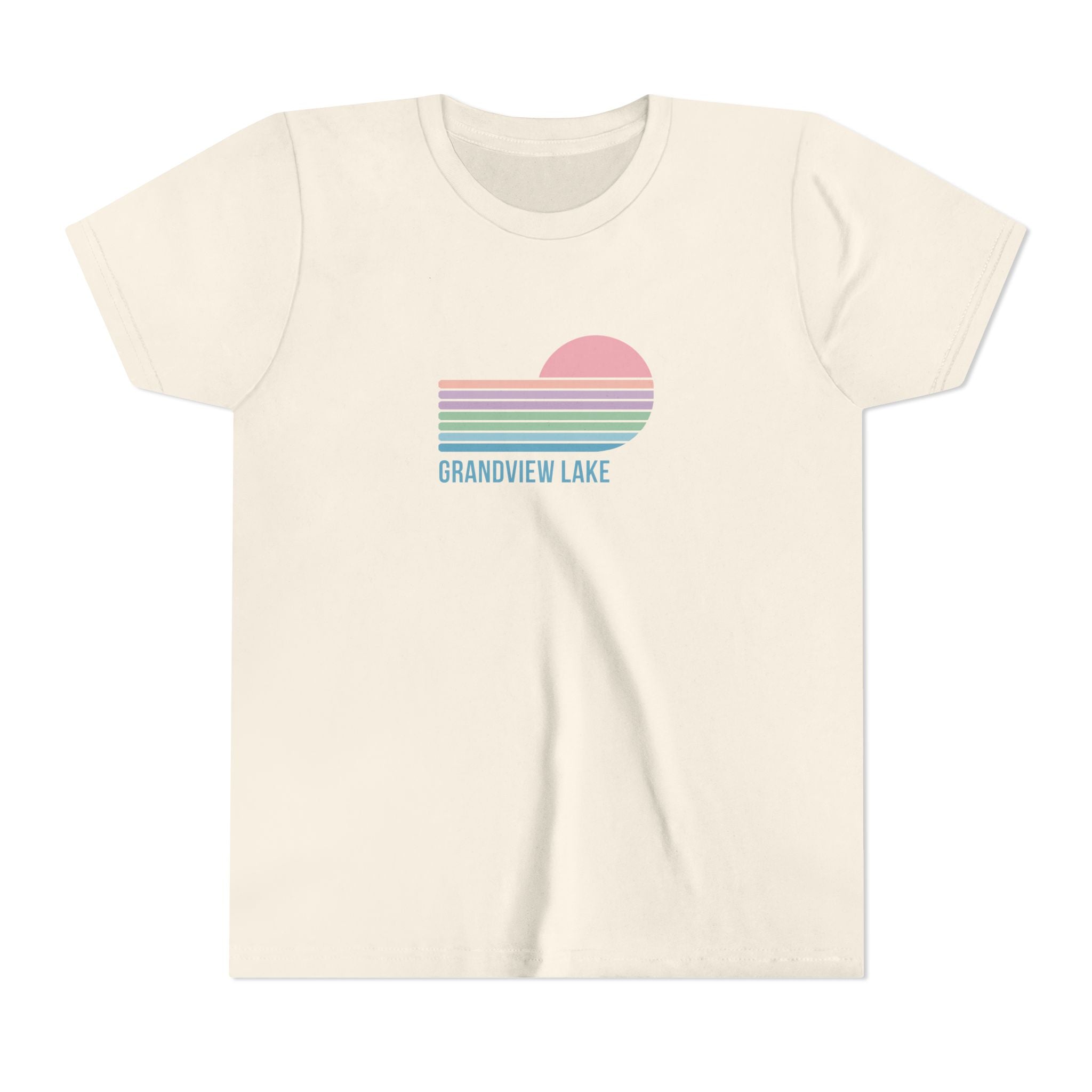 Youth Tee — 'Grandview Lake' Pastel Retro Sunset Kids T-Shirt