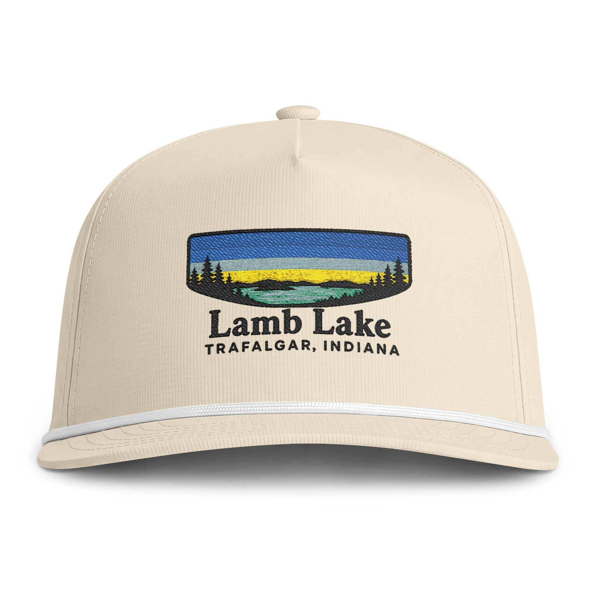 Lamb Lake Sunset Rope Cap — Vintage Sunwashed Embroidered Baseball Hat