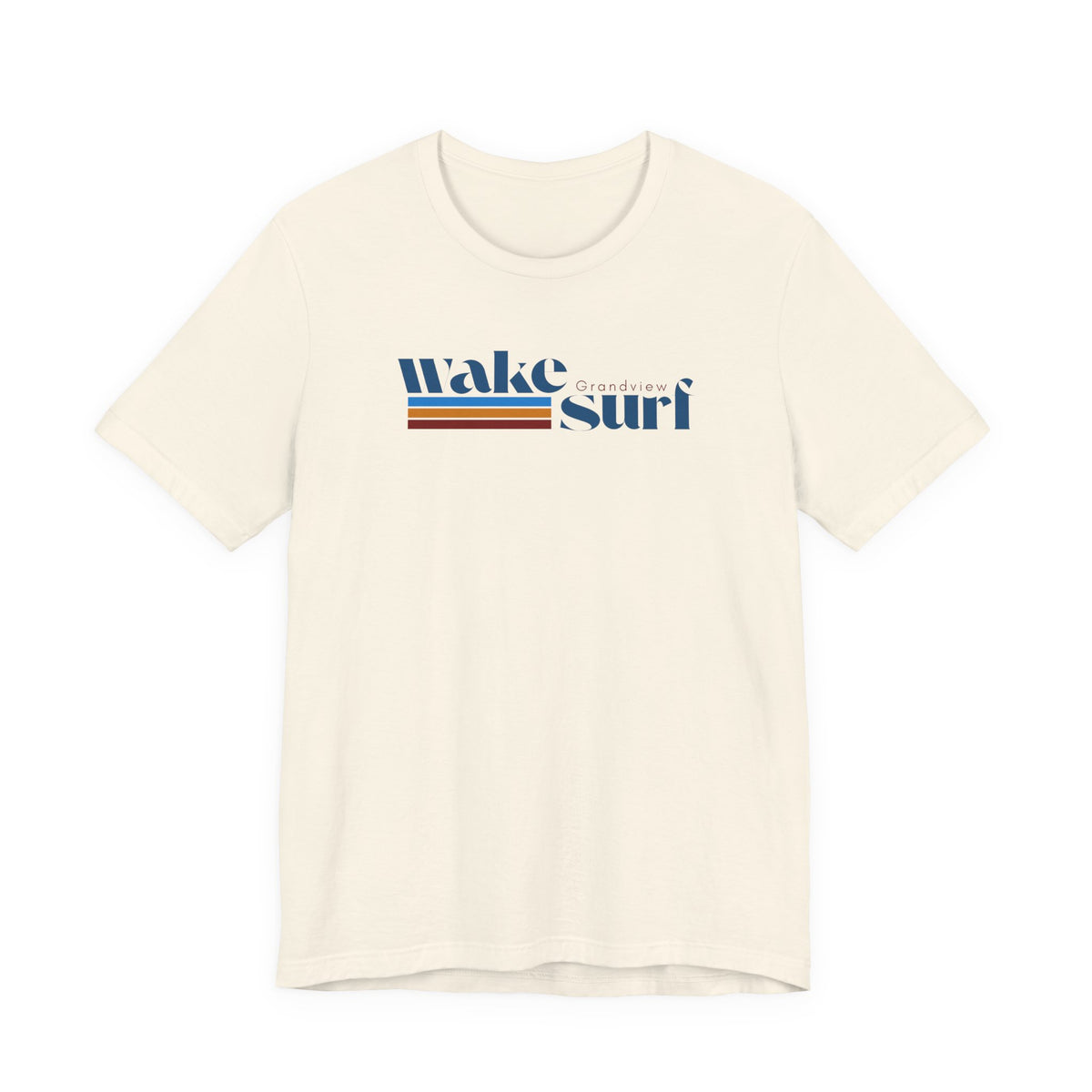 Wake Surf Grandview Stripe Tee — Retro Surfing Graphic T-Shirt