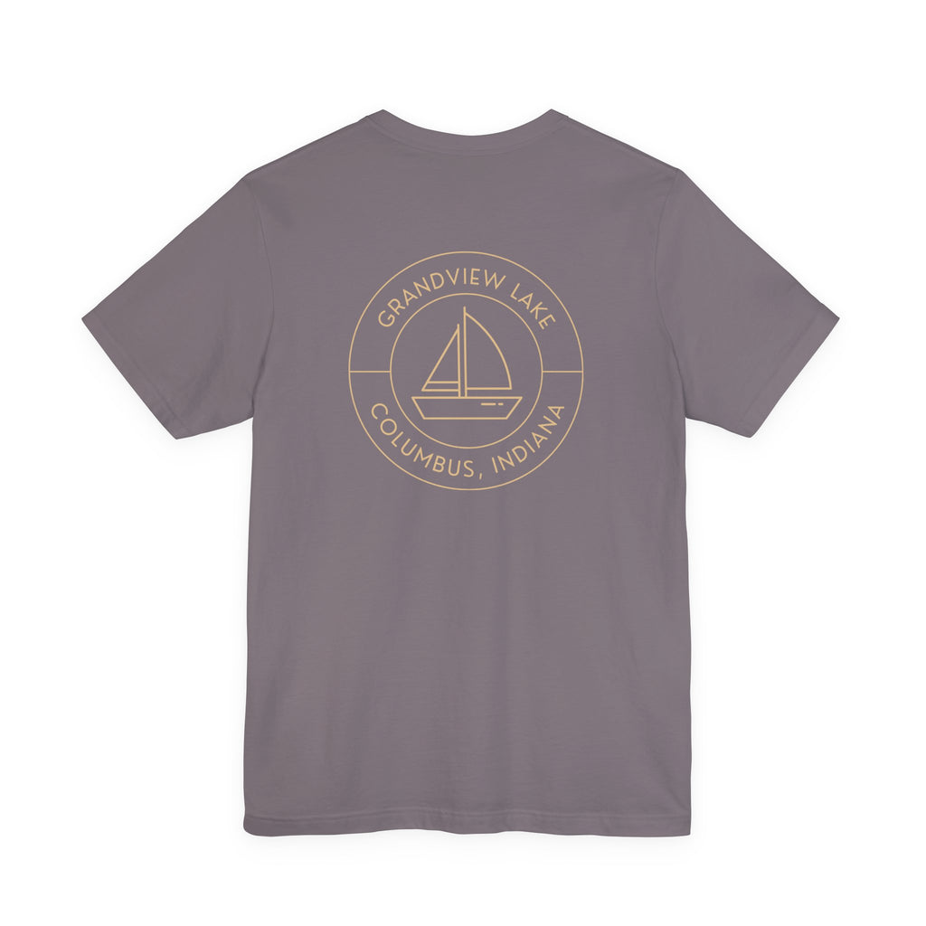 Sailboat Pocket & Back Print Grandview Lake Minimalist Tee —  Short Sleeve Shirt