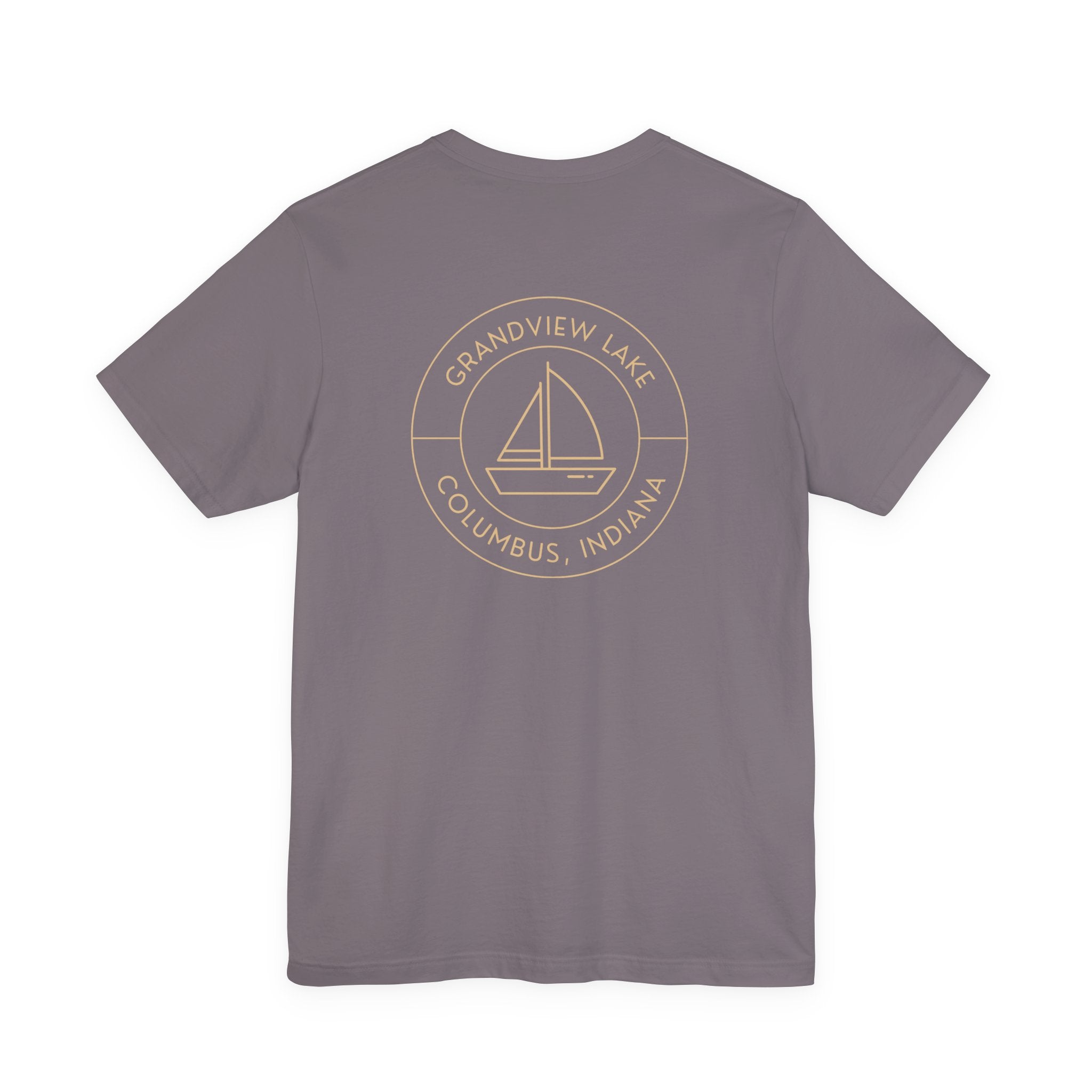 Sailboat Pocket & Back Print Grandview Lake Minimalist Tee —  Short Sleeve Shirt
