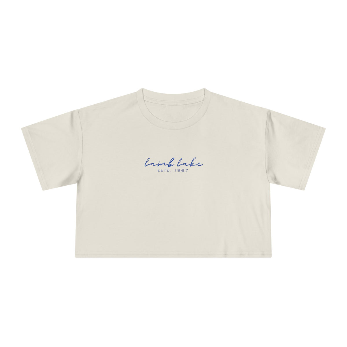 Script Logo Crop Tee — "lamb lake" Women's Casual Top