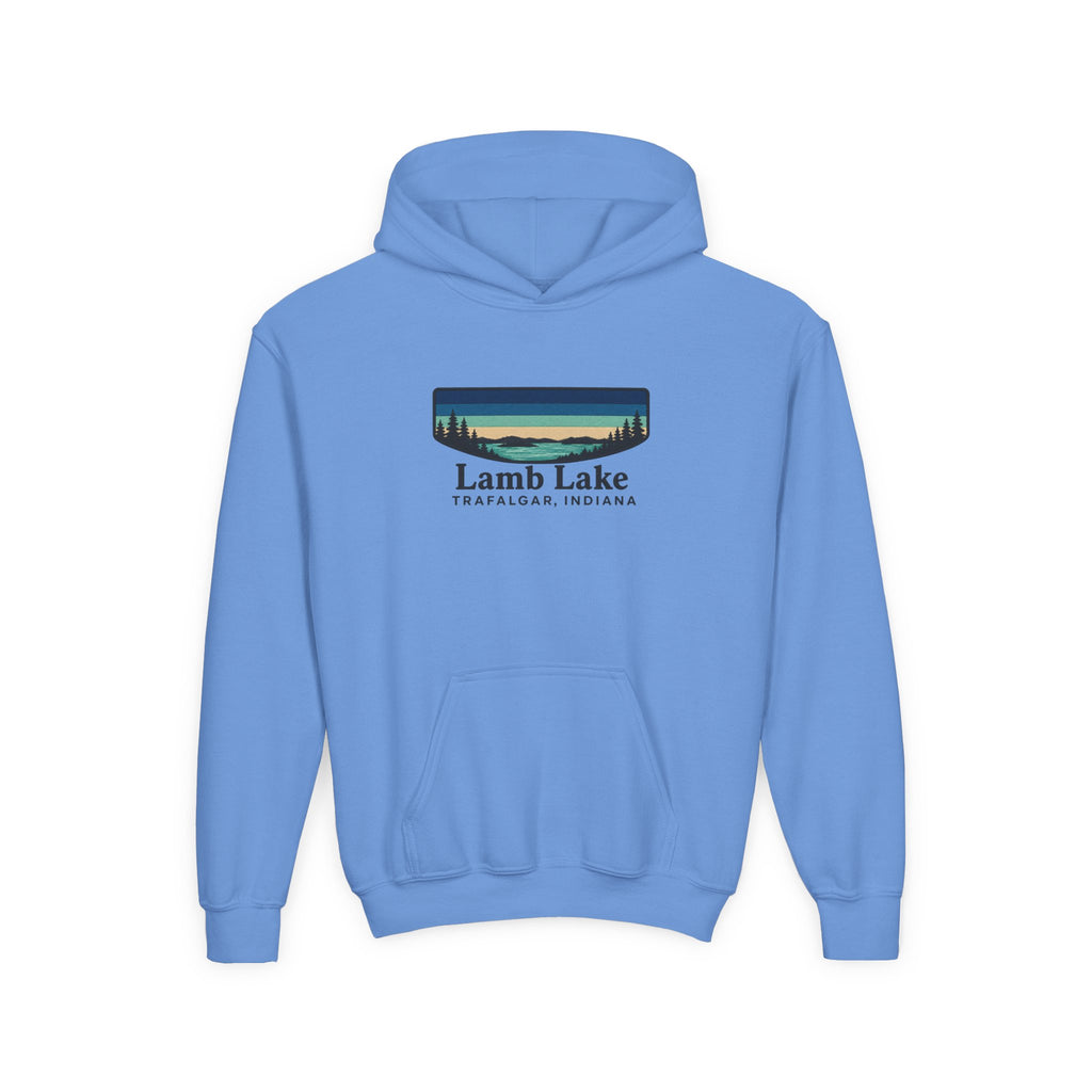 Youth Hoodie — Lamb Lake Indiana Retro Lake Graphic